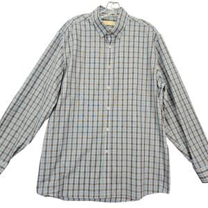 Michael Michael Kors Gray Button Down Shirt Plaid Long Sleeve Top Men Size XL 17